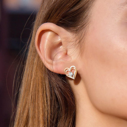 Damen Ohrringe 925 Sterling Silber Rosegold Herz Geburtsstein Ohrstecker