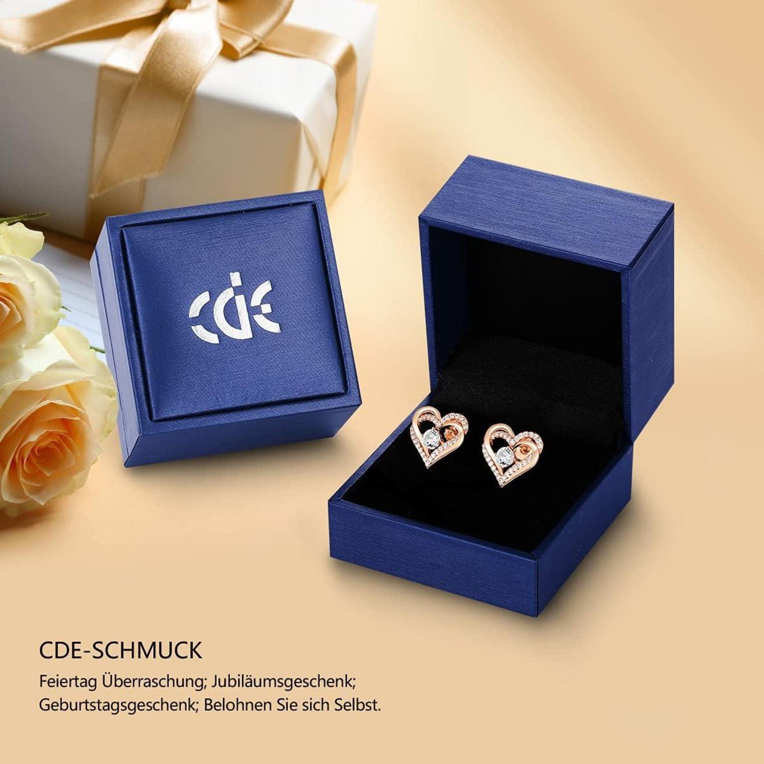 Damen Ohrringe 925 Sterling Silber Rosegold Herz Geburtsstein Ohrstecker