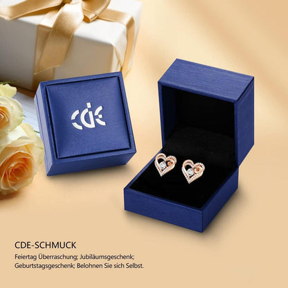 Damen Ohrringe 925 Sterling Silber Rosegold Herz Geburtsstein Ohrstecker