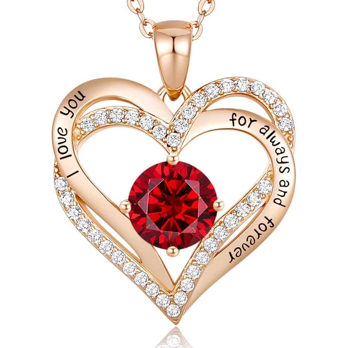Herz Halskette 925 Sterling Silber Rosegold mit Zirkonia & Geburtsstein