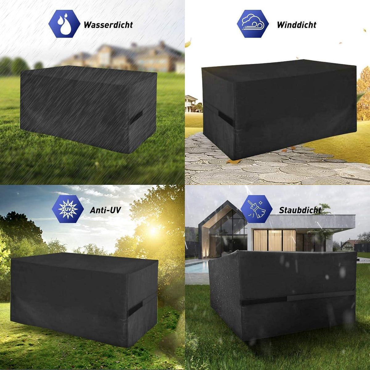 Wasserdichte Gartenmöbel Abdeckung 250x250x90cm 420D Oxford Stoff
