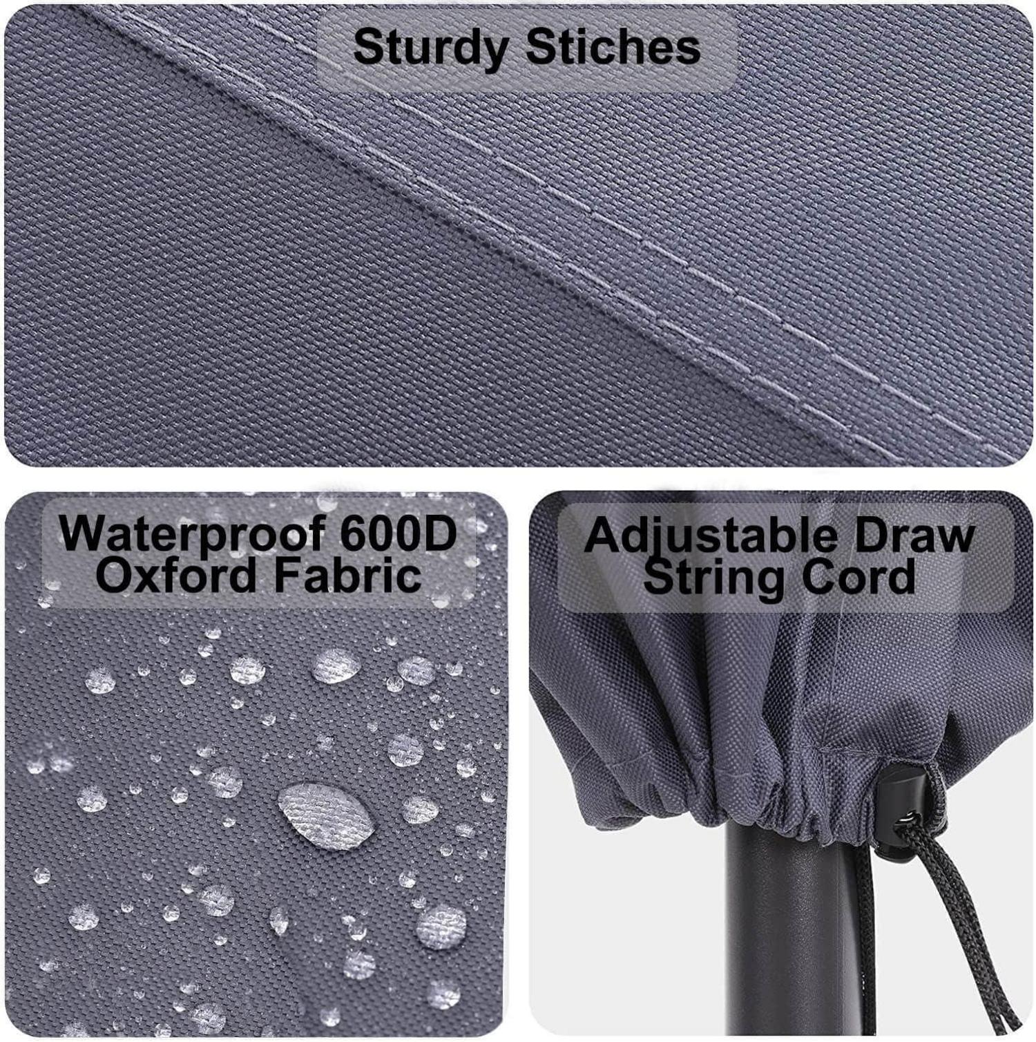 Sonnenschirm-Abdeckung 153x30x30 cm Grau wasserdicht reißfest Oxford PVC