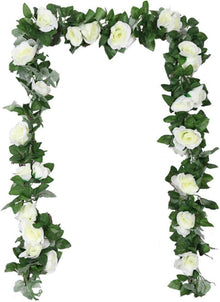 Künstliche Blumen Girlande Rose Eukalyptus 16 Blumen