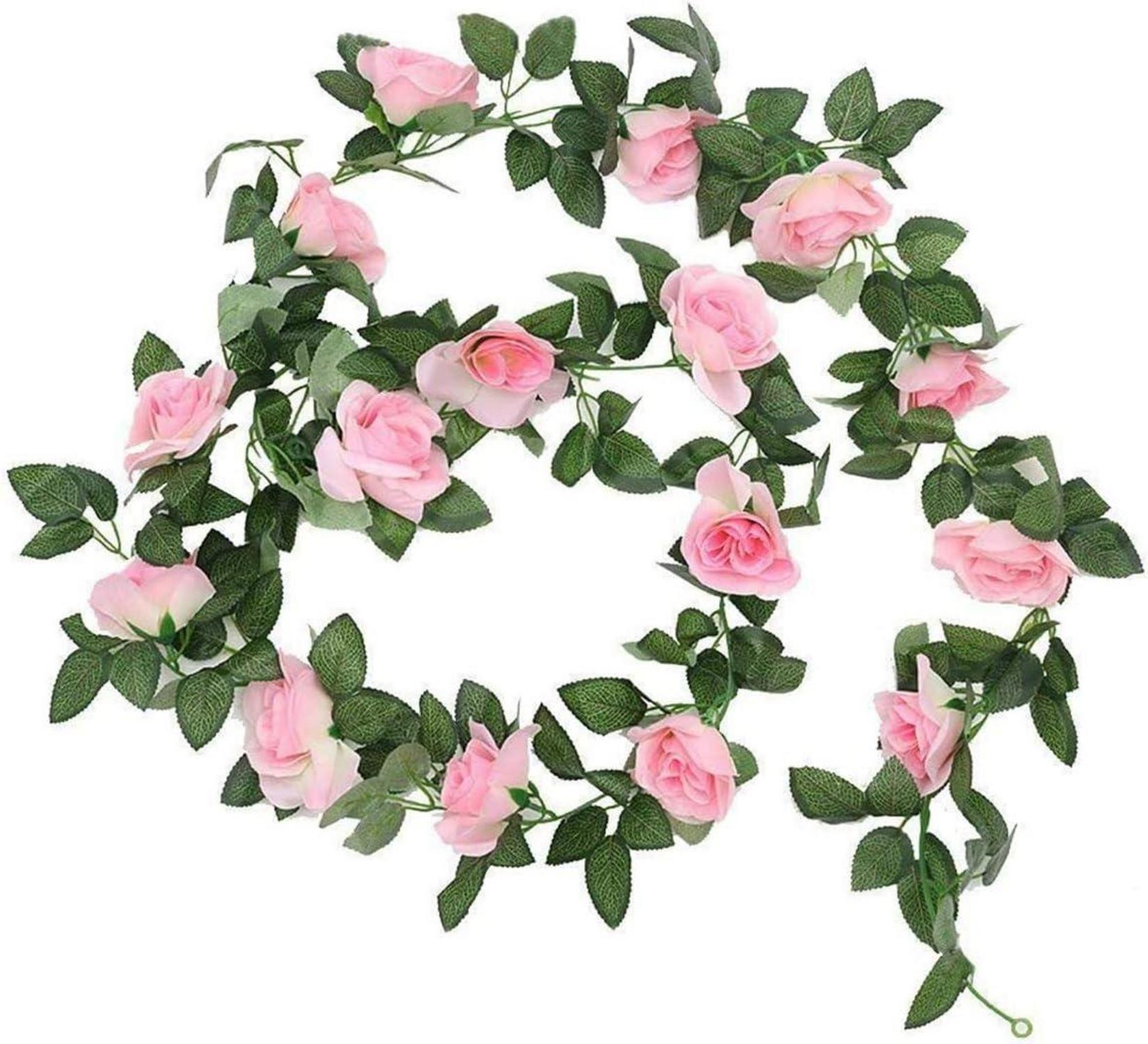 Weiße Künstliche Rose Girlanden 2 Stück - Seidenblumen für