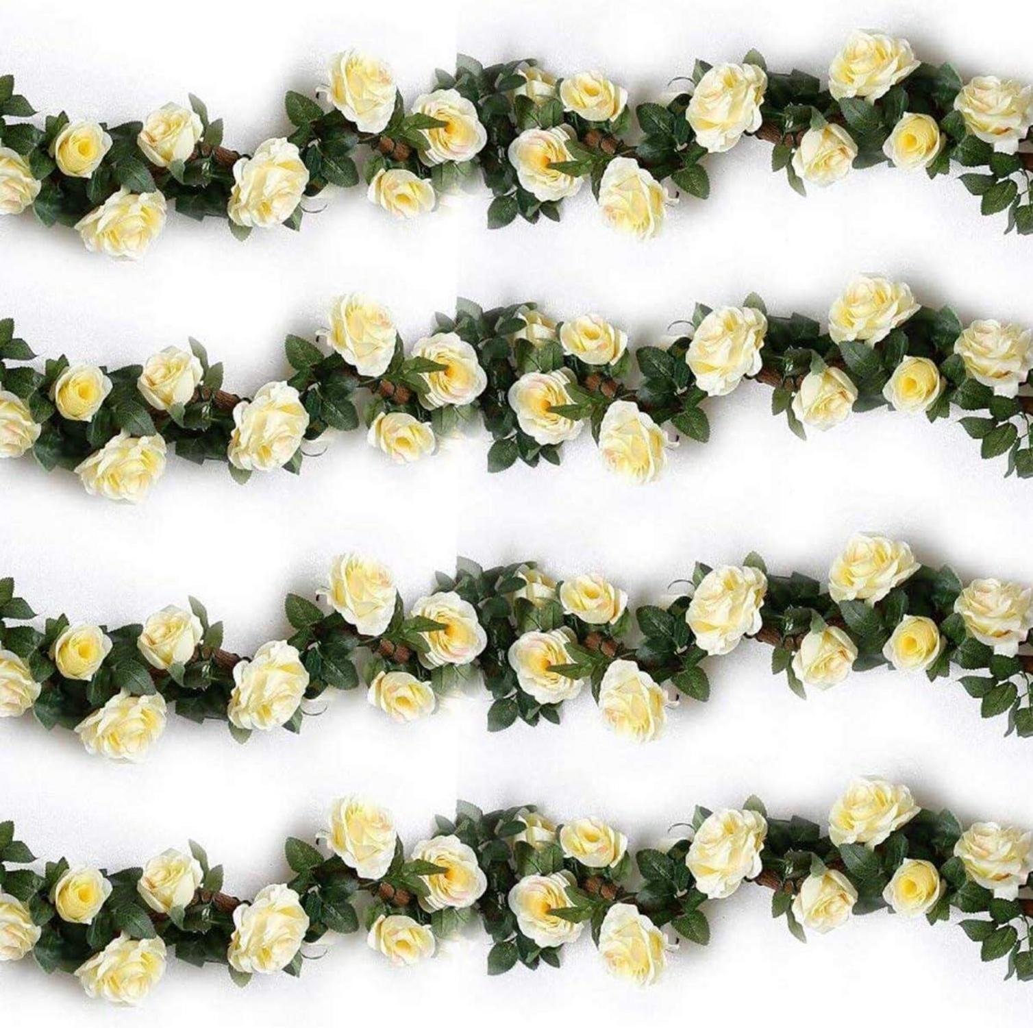 Künstliche Rose Rebe Blumen Girlande Hochzeit Dekor Weiß 16 Blumen