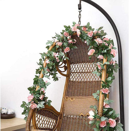 Künstliche Rose Rebe Blumen Girlande Hochzeit Dekor Weiß 16 Blumen