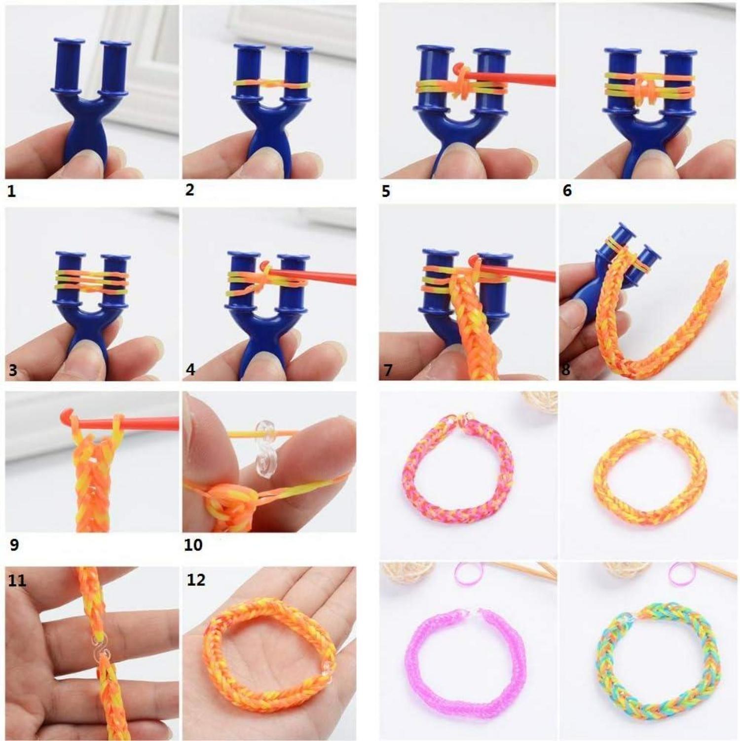 Loom Bänder Set 1600 Gummis Starter Kit DIY Basteln Geschenk Kinder