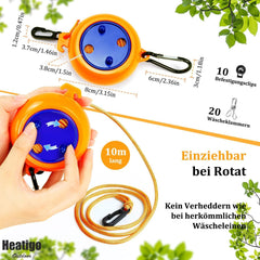 Ausziehbare Wäscheleine 10m Camping Reise Outdoor Orange