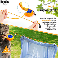 Ausziehbare Wäscheleine für Camping und Reise - 10m Outdoor