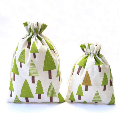 HERZWILD Baumwoll-Säckchen Weihnachtsbaum Motive (20x30 cm) - 12er Set