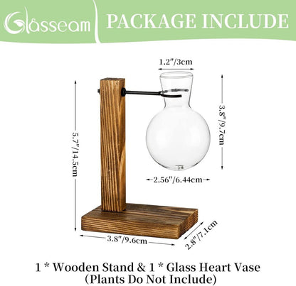 Vermehrungsstation Holzregal Birne Vintage Avocado Vase Glas