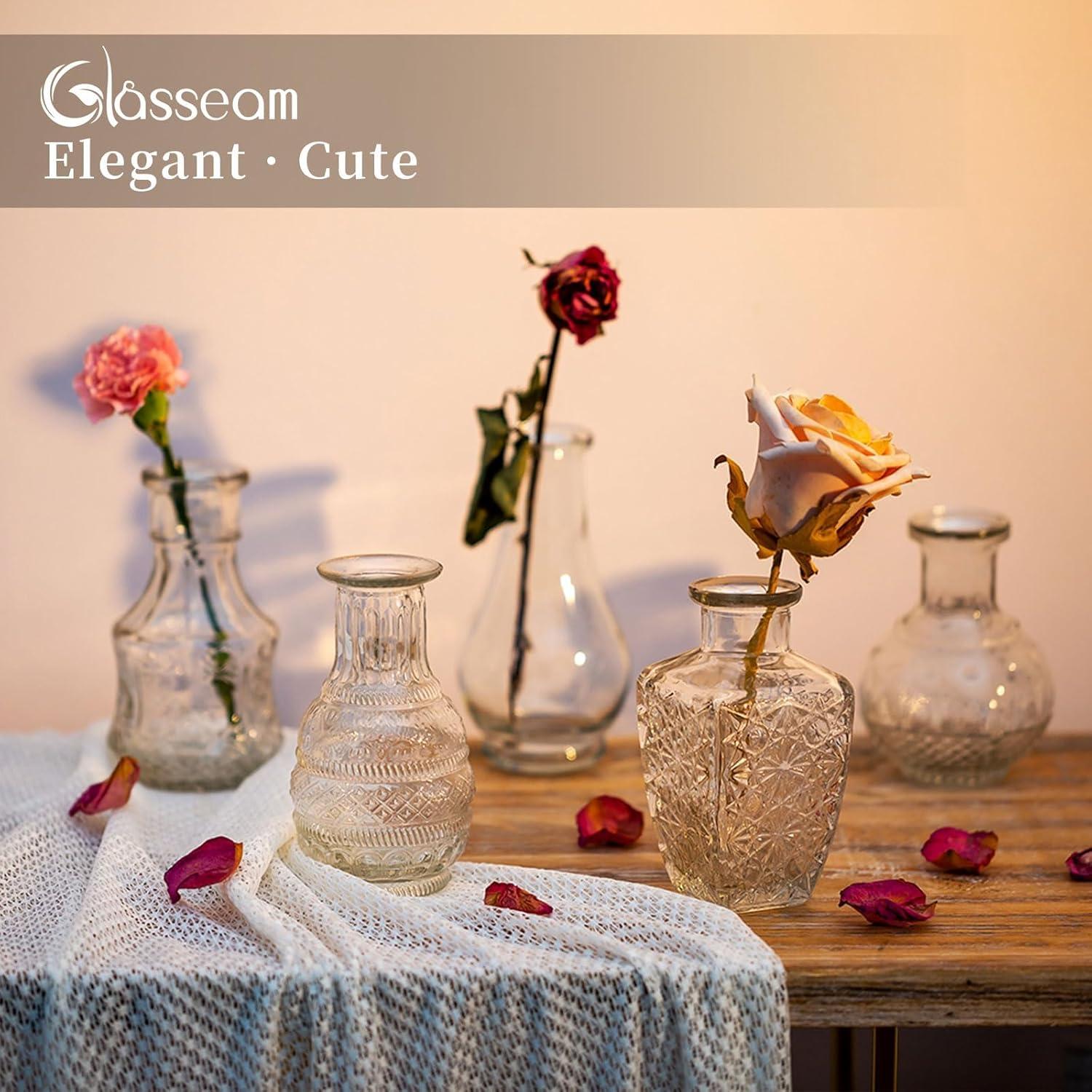 Glasvase 5er-Set Klare Vintage Mini-Erbsenvase für