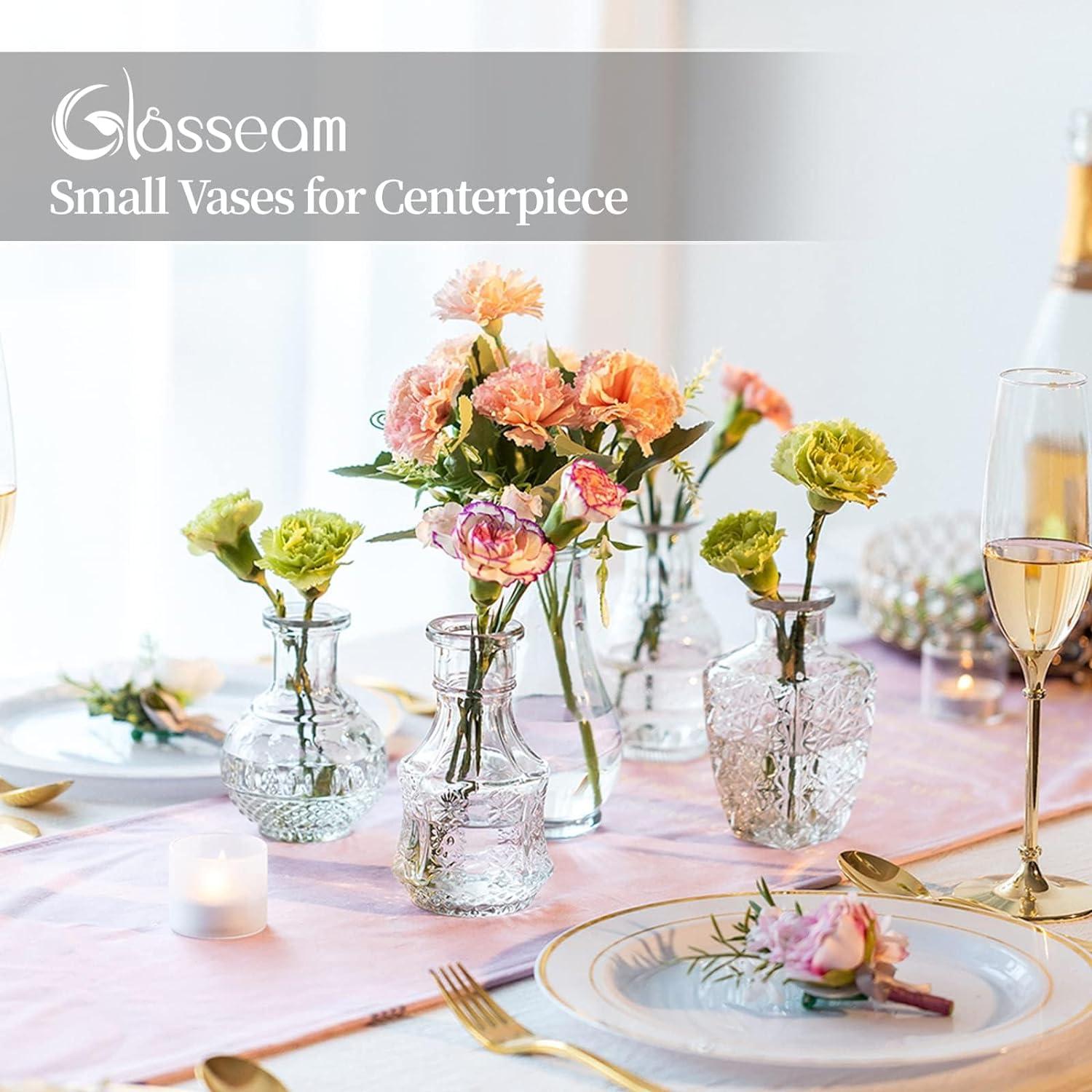 Klare Vintage Glasvase 5er-Set für Blumen und Tischdekoration