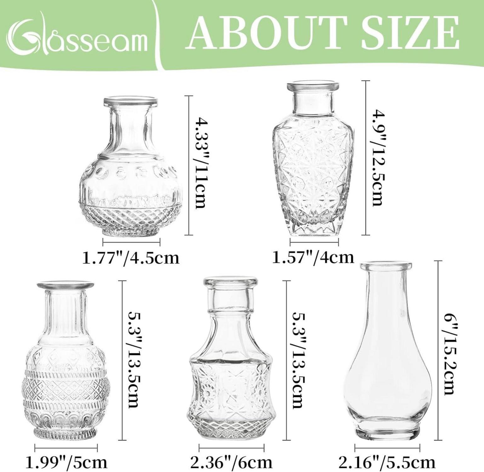 Glasvase Blumen 5er-Set Vintage Bud Mini-Erbsenvase Tischdekoration