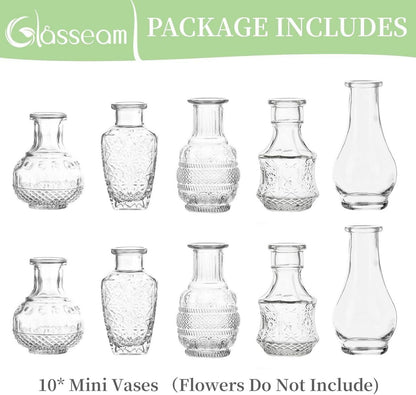 Klare Vintage Glasvase 5er-Set für Blumen und Tischdekoration