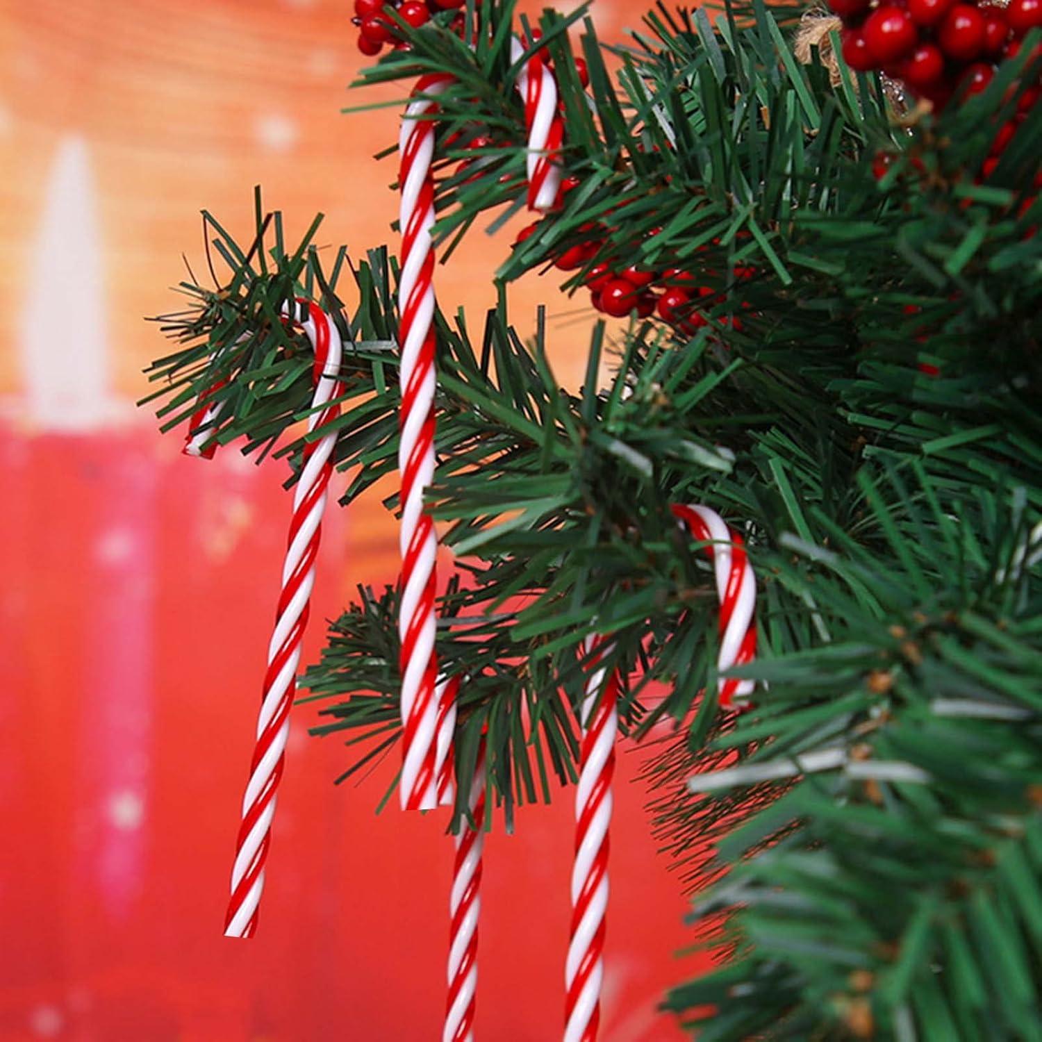 32pcs Christbaumanhänger Zuckerstangen Acryl Weihnachtsanhänger Rot 12cm