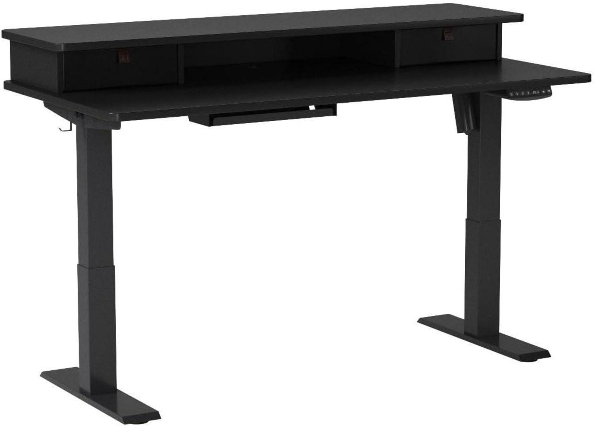 Höhenverstellbarer Elektrischer Stehtisch mit Doppelschublade 120 x 60 cm Schwarz