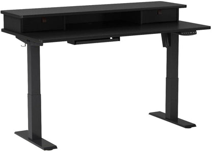 Höhenverstellbarer Elektrischer Stehtisch mit Doppelschublade 120 x 60 cm Schwarz