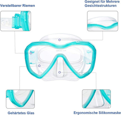 Kinder Schnorchelset mit Dry Schnorchel und Anti-Fog Taucherbrille