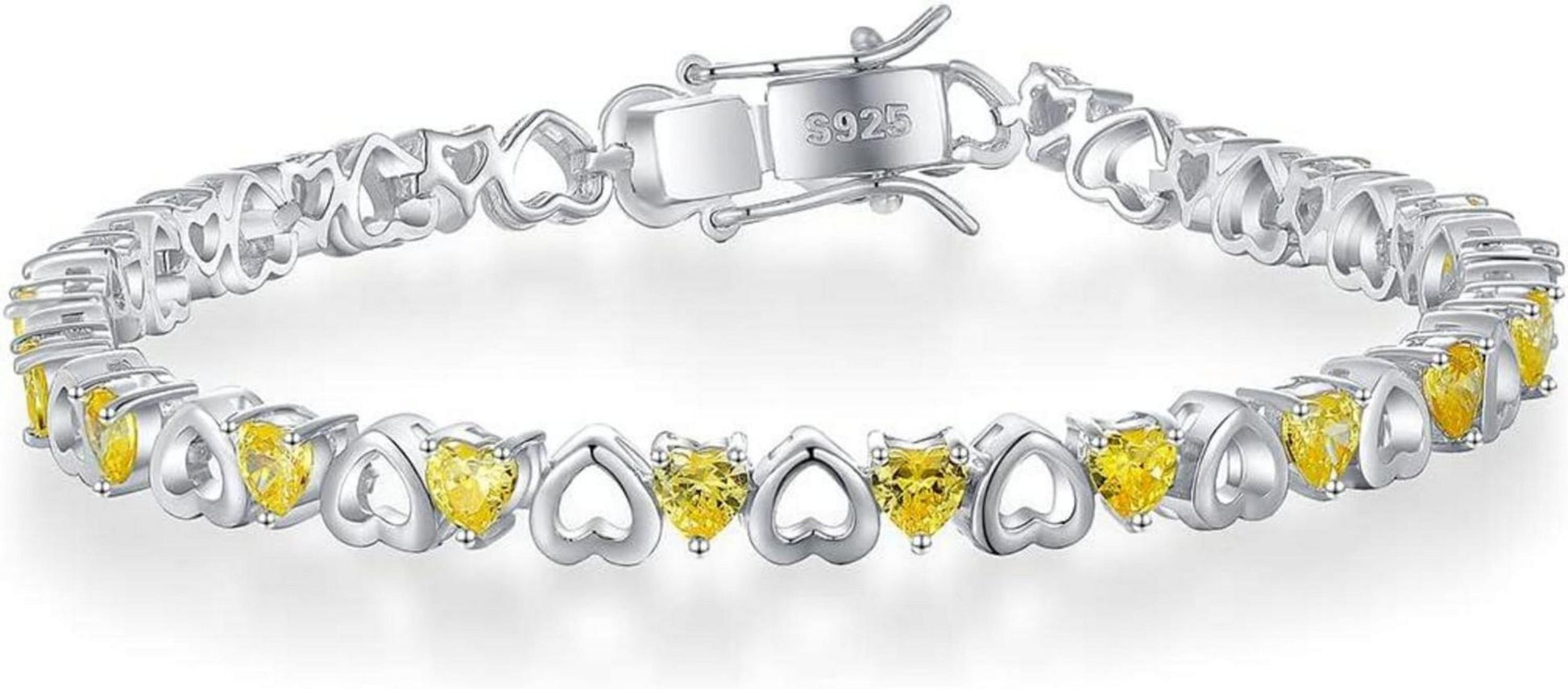 Damen Armband Silber Zirkonia Gelb Kristall Geschenkbox 21cm