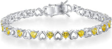 Damen Armband Silber Zirkonia Gelb Kristall Geschenkbox 21cm