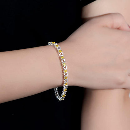 Damen Armband 925 Silber Zirkonia Gelb Kristall Geschenkbox 21 cm