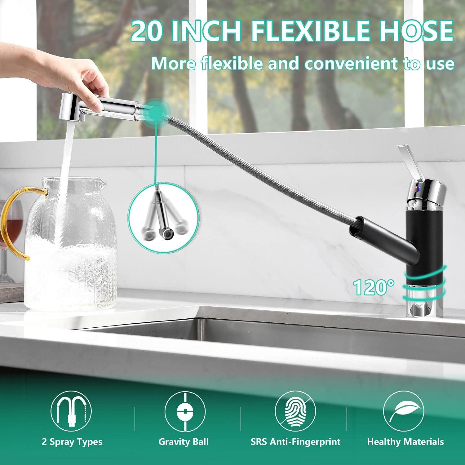 Moderne APPASO Küchenarmatur mit ausziehbarer Brause, hohem