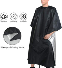 URAQT Barber Cape Schwarz 120x150 cm wasserdicht - Friseurumhang mit Klettverschluss & Anti-Stain - Nylon Haarschneideumhang