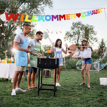 Buntes Willkommen Zuhause Filz Banner Deko 6m Band