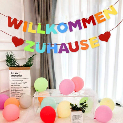 Buntes Willkommen Zuhause Filz Banner Deko 6m Band