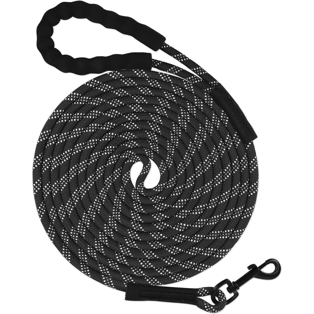 Schleppleine 10m für Hunde | Reflektierend | Gepolsterter Griff | 8mm Schwarz