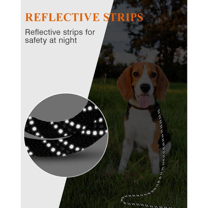 Schleppleine 10m für Hunde | Reflektierend | Gepolsterter Griff | 8mm Schwarz