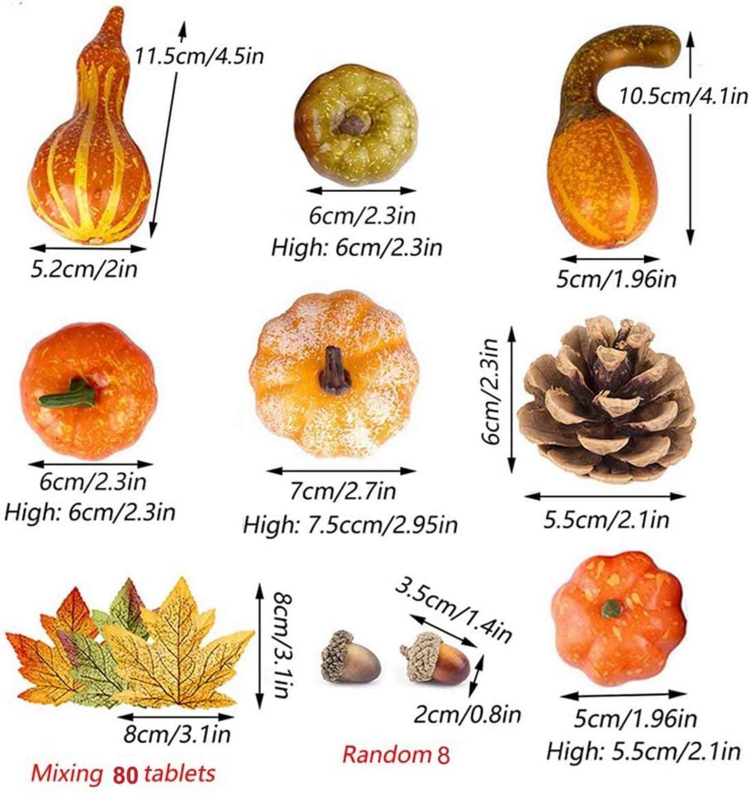 Herbstdeko Kürbisse Eicheln Ahornblatt Tannenzapfen - 100