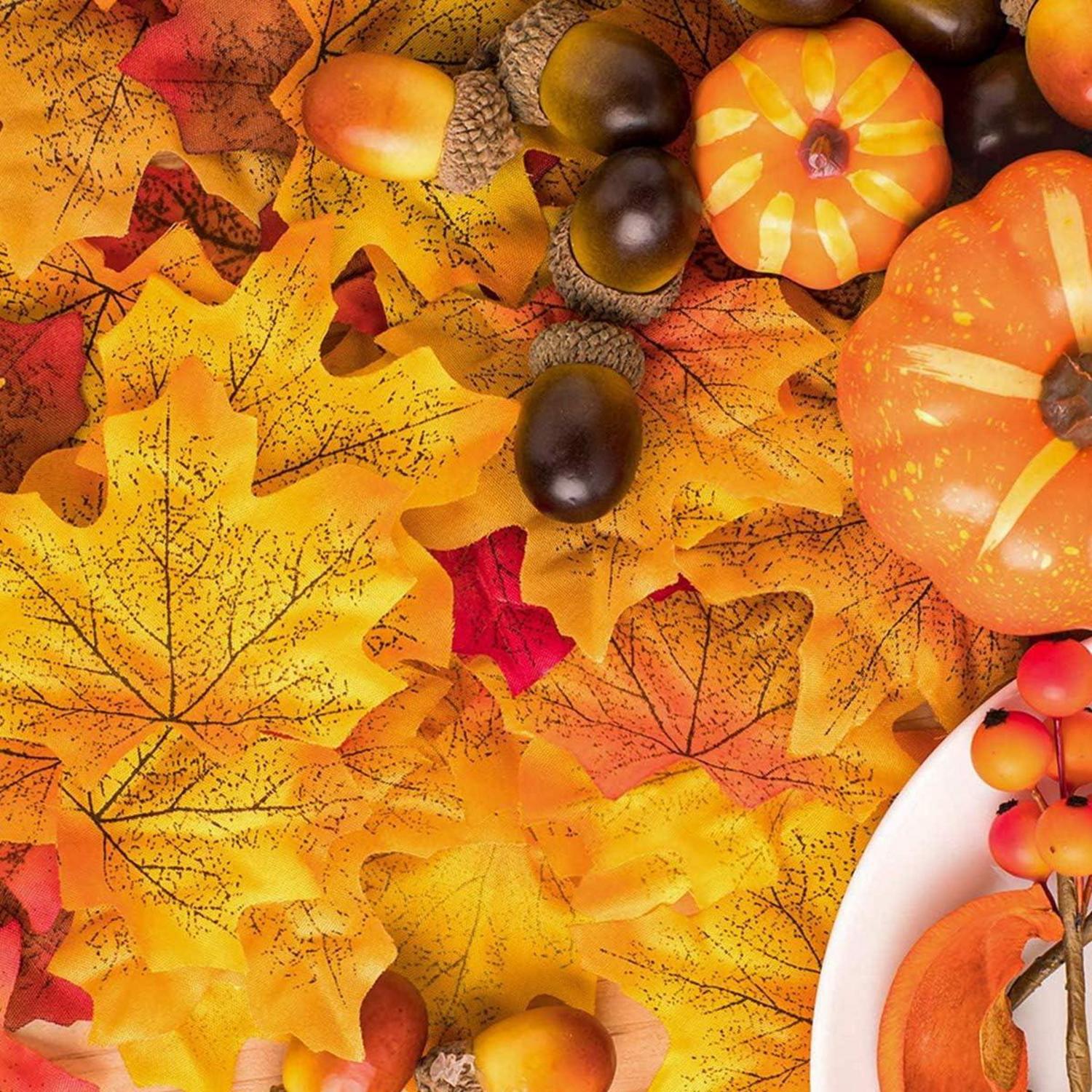 TheStriven Herbstdekoration Halloween Thanksgiving Deko Mini Kürbisse Eicheln Blätter Tannenzapfen Beeren Eicheln