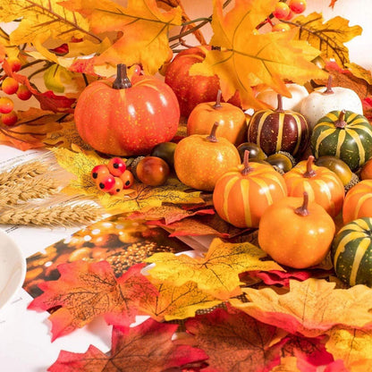 TheStriven Herbstdekoration Halloween Thanksgiving Deko Mini Kürbisse Eicheln Blätter Tannenzapfen Beeren Eicheln