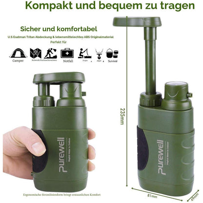 Tragbarer Wasserfilter mit Pumpe – Outdoor Survival 0.01 Mikron