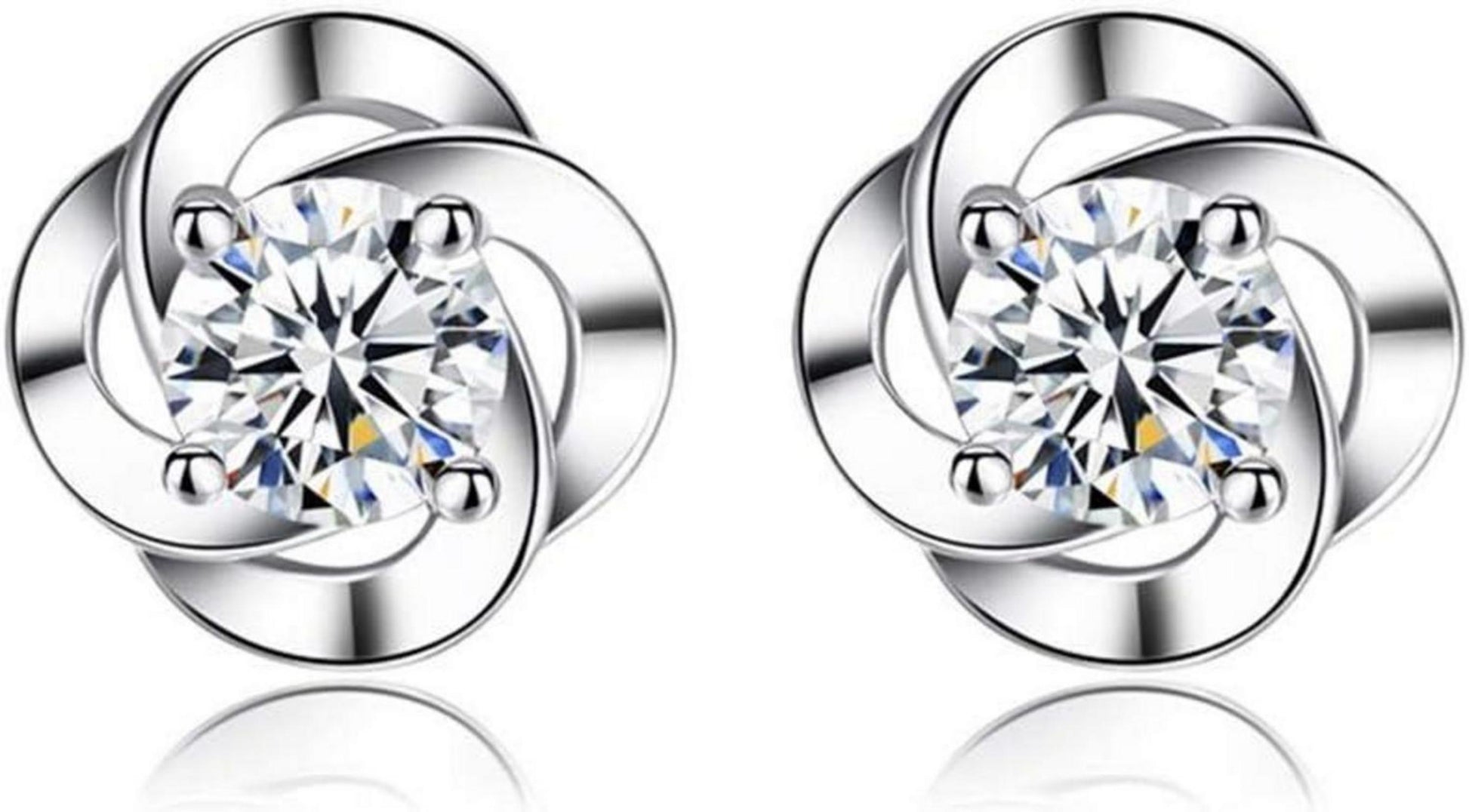 Klee Ohrstecker Silber 925 mit Zirkonia, Damen Ohrringe Stecker