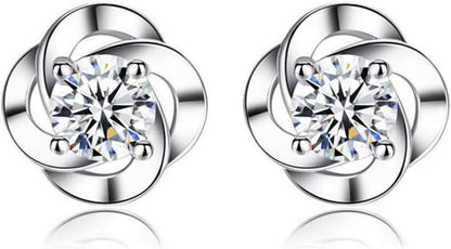 Klee Ohrstecker Silber 925 mit Zirkonia, Damen Ohrringe Stecker