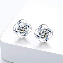 Klee Ohrstecker Silber 925 Weiß/Blau Zirkonia Damen Ohrringe