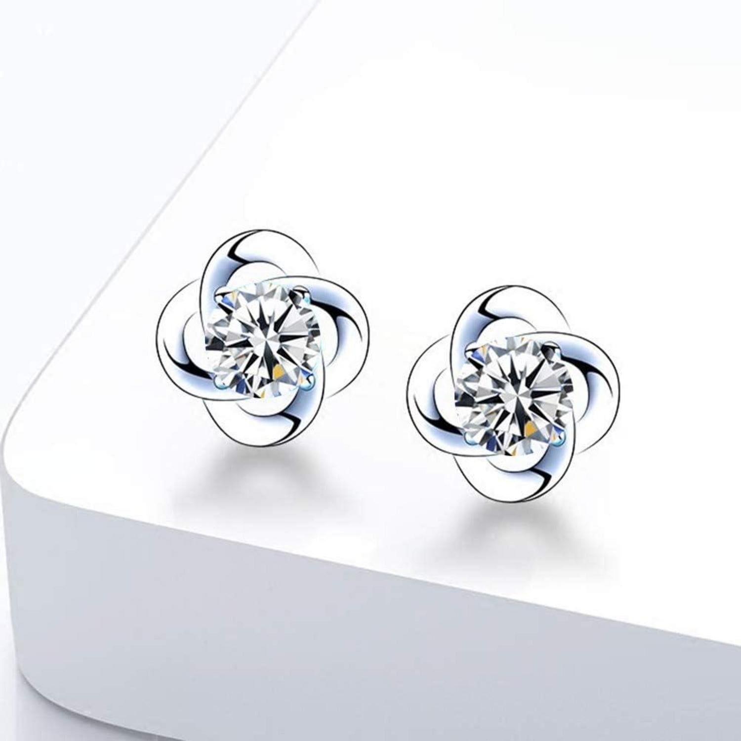 Klee Ohrstecker Silber 925 Weiß/Blau Zirkonia Damen Ohrringe