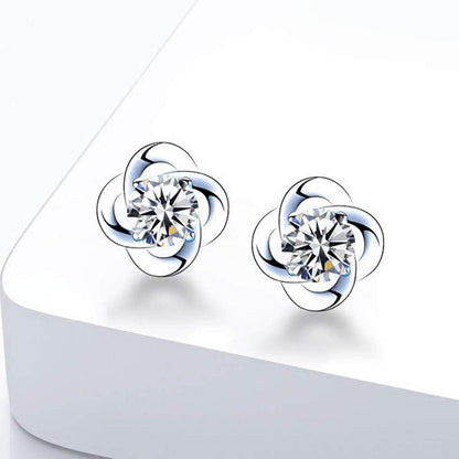 Klee Ohrstecker Silber 925 Weiß/Blau Zirkonia Damen Ohrringe
