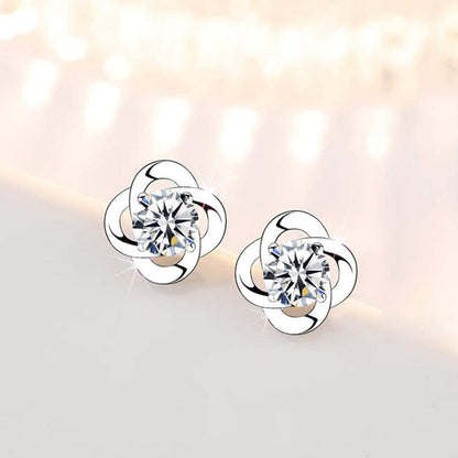 Klee Ohrstecker Silber 925 mit Zirkonia, Damen Ohrringe Stecker