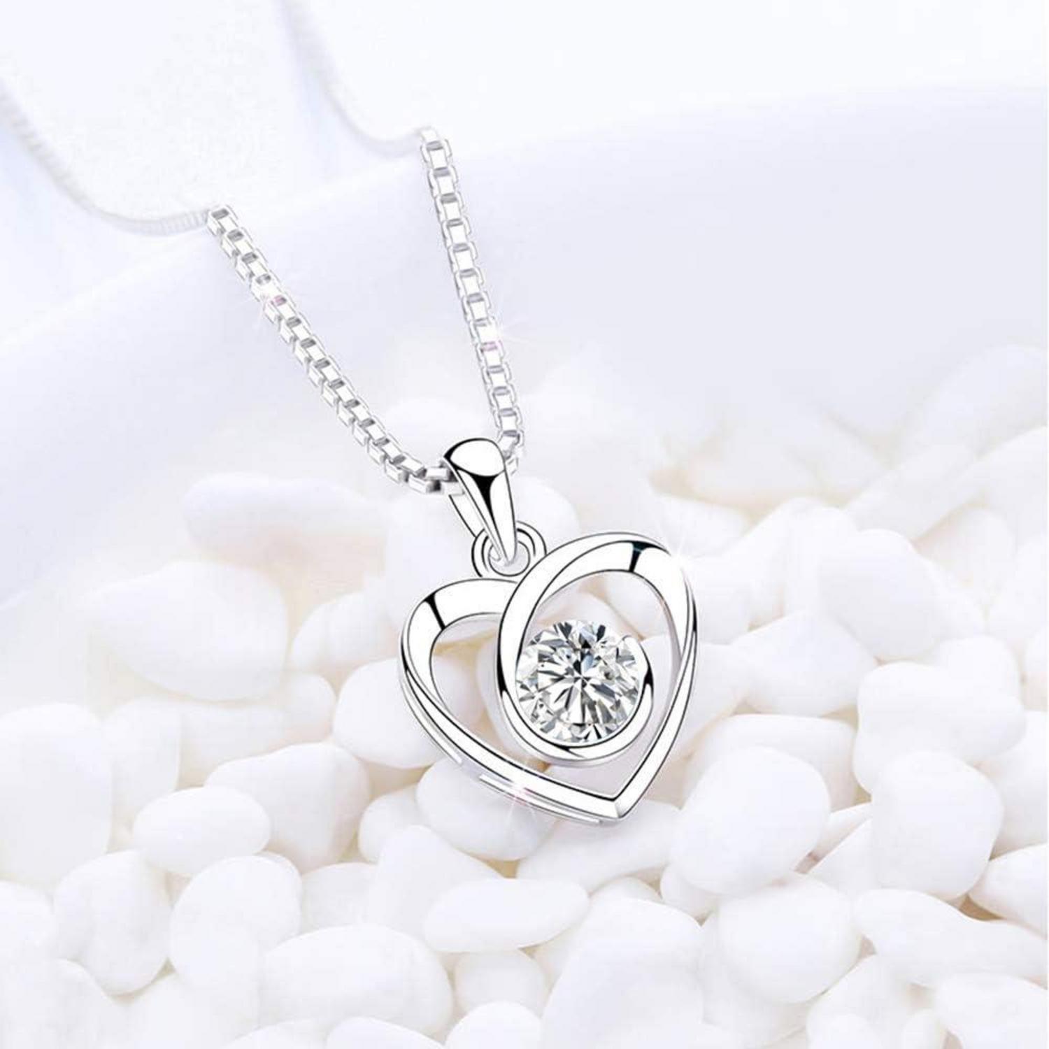 Damen Schmuckset Silber 925 Herz Klee Zirkonia Set 45cm