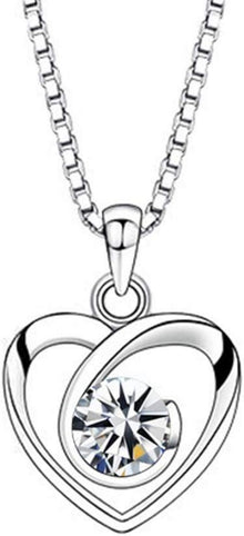 Damen Herz Halskette 925 Silber mit Zirkonia Anhänger