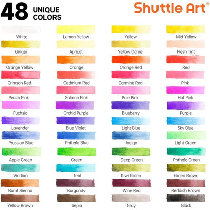 Aquarellfarben Set 48 Wasserfarben 2 Wasserpinsel 10 Pinsel
