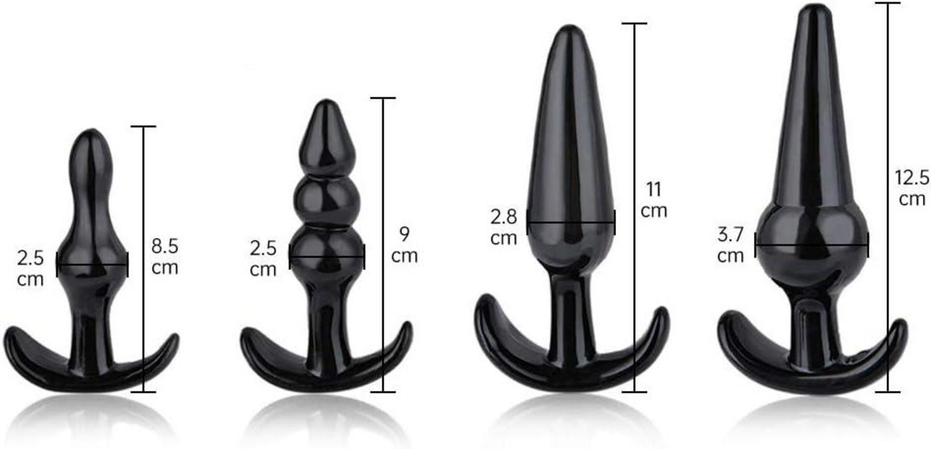 Analplug Set Anfänger Training Butt Plug 4 Stile Schwarz