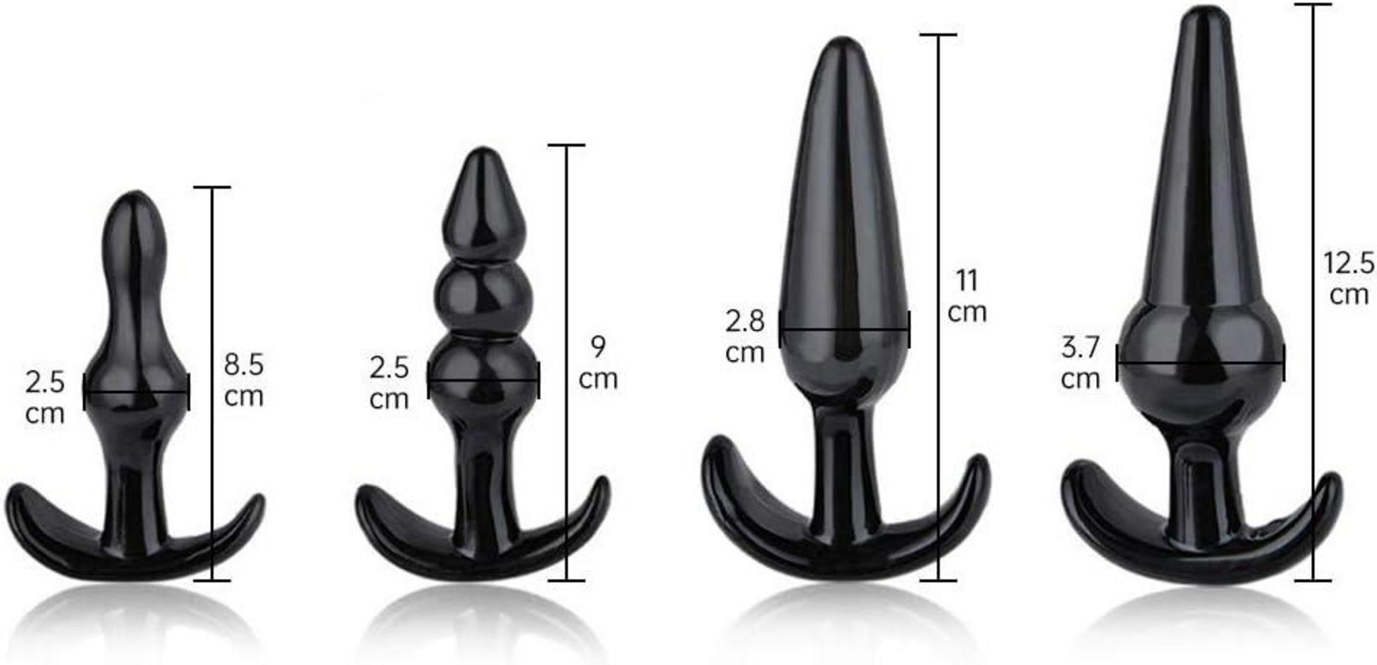 Analplug Set Anfänger Training Butt Plug 4 Stile Schwarz