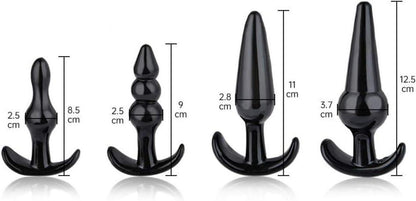 Analplug Set Anfänger Training Butt Plug 4 Stile Schwarz
