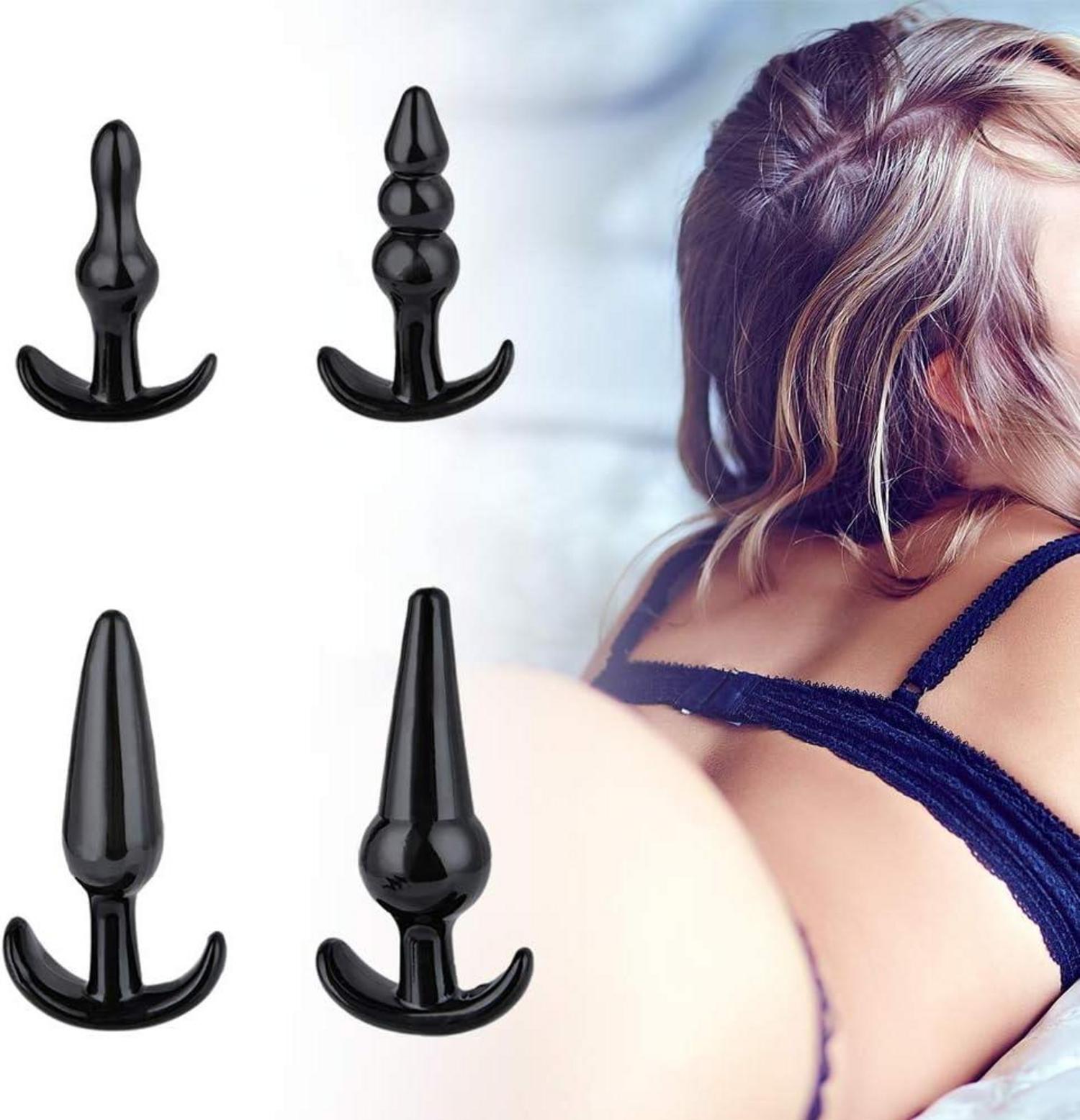 Anal Plug Set Anfänger Training Kit Schwarz Stimulation 4-teilig