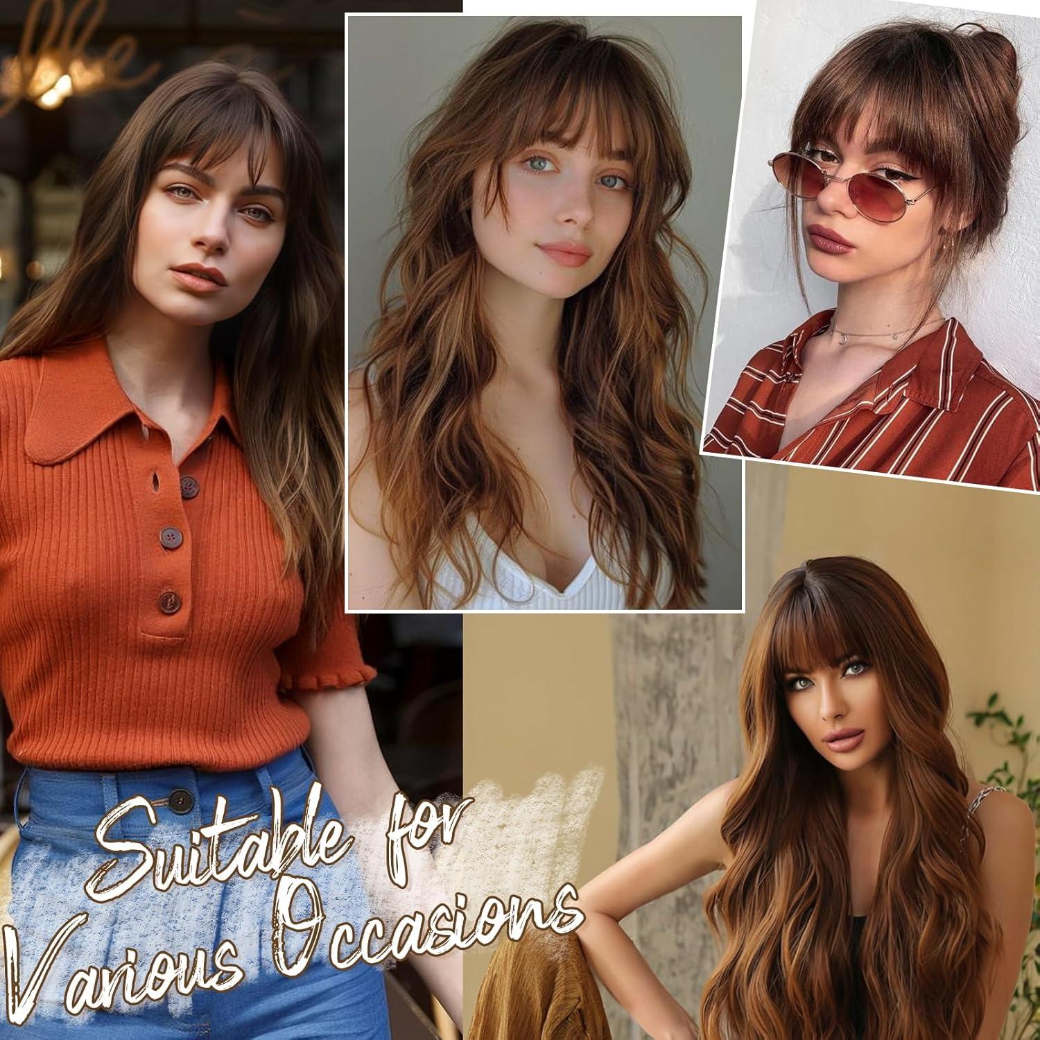 Echthaar Clip-in Pony Bangs Dunkler Braun Fransen Extensions fChain